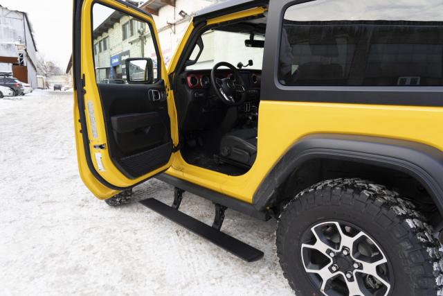 Установка выдвижных электропорогов ATS на Jeep Wrangler 3d